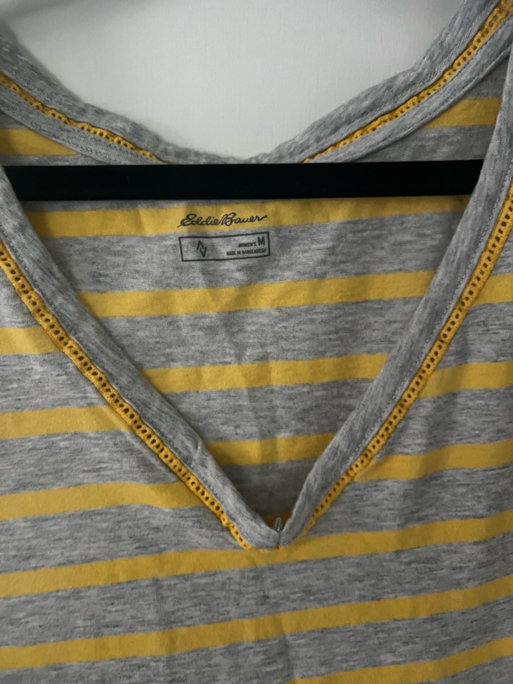 Eddie‎ Bauer Gray and Yellow Striped Crocheted V-Neck Tank - Picture 2 of 7